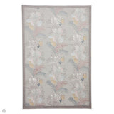Laurence Llewelyn-Bowen Tropicana Modern Floral Ornate Abstract Border Metallic Shimmer Soft-Touch Smooth Textured Polyester Low Profile Short Pile Pearl Grey/Grey Silver Rug