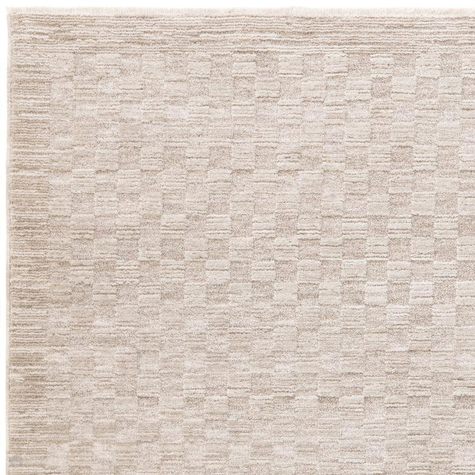 Laurent LA01 Modern Plain Distressed Subtle Geometric Checker Space-Dyed Tonal Textured Soft-Touch Durable Fine Yarn Polyester Low Profile Dense Short Pile Fringe Warm Beige/Golden Sand Rug-Asiatic Carpets-Rug Love - The Most Loved Rug Store
