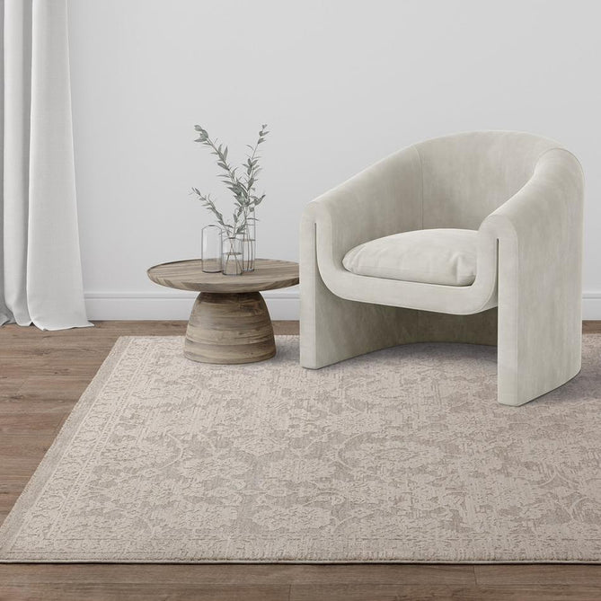 Laurent LA03 Modern Plain Distressed Subtle Abstract Floral Weathered Stone Space-Dyed Tonal Textured Soft-Touch Durable Fine Yarn Polyester Low Profile Dense Short Pile Fringe Beige/Taupe/Ivory Rug-Asiatic Carpets-Rug Love - The Most Loved Rug Store