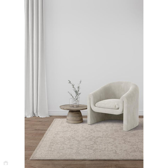 Laurent LA03 Modern Plain Distressed Subtle Abstract Floral Weathered Stone Space-Dyed Tonal Textured Soft-Touch Durable Fine Yarn Polyester Low Profile Dense Short Pile Fringe Beige/Taupe/Ivory Rug-Asiatic Carpets-Rug Love - The Most Loved Rug Store