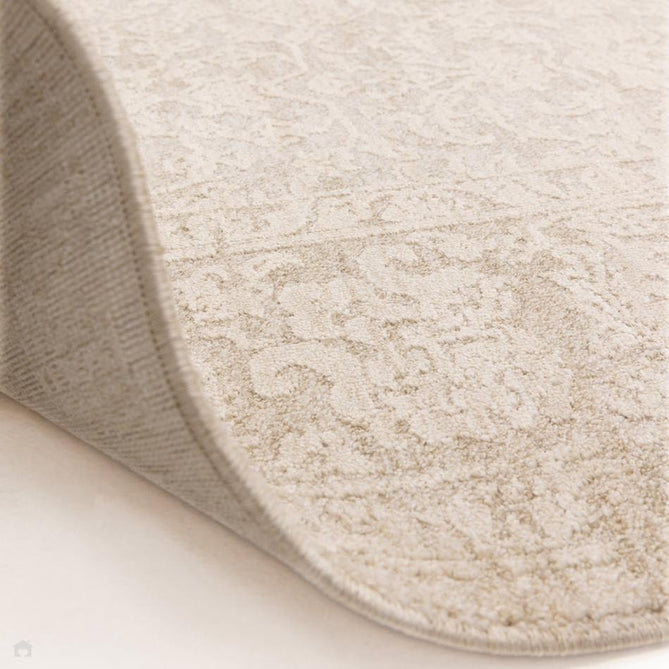 Laurent LA03 Modern Plain Distressed Subtle Abstract Floral Weathered Stone Space-Dyed Tonal Textured Soft-Touch Durable Fine Yarn Polyester Low Profile Dense Short Pile Fringe Beige/Taupe/Ivory Rug-Asiatic Carpets-Rug Love - The Most Loved Rug Store