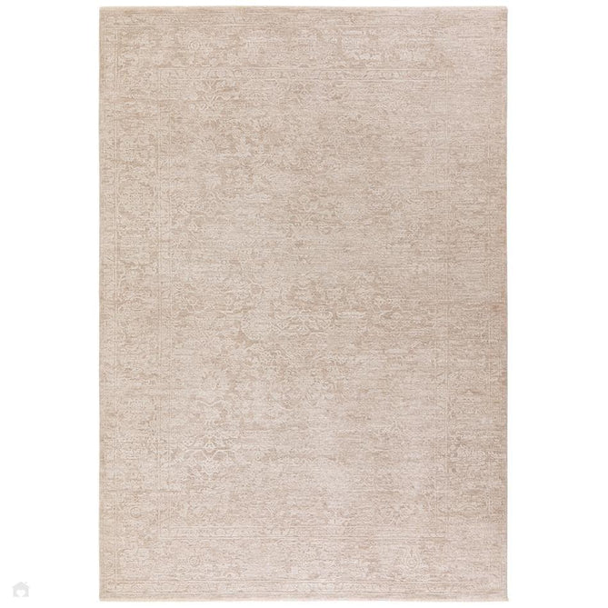 Laurent LA03 Modern Plain Distressed Subtle Abstract Floral Weathered Stone Space-Dyed Tonal Textured Soft-Touch Durable Fine Yarn Polyester Low Profile Dense Short Pile Fringe Beige/Taupe/Ivory Rug-Asiatic Carpets-Rug Love - The Most Loved Rug Store