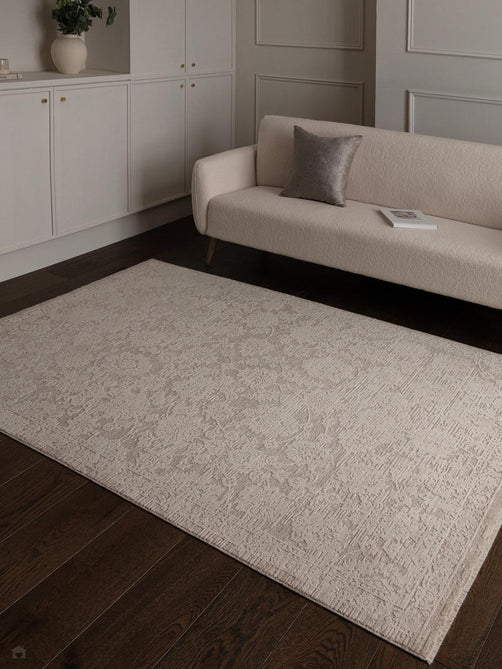 Laurent LA04 Modern Abstract Space-Dyed Tonal Textured Soft-Touch Durable Fine Yarn Polyester Low Profile Dense Short Pile Warm Beige/Stone Grey/Ivory Rug-Asiatic Carpets-Rug Love - The Most Loved Rug Store