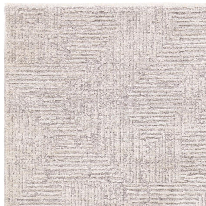 Laurent LA05 Modern Plain Distressed Subtle Geometric Maze Space-Dyed Tonal Textured Soft-Touch Durable Fine Yarn Polyester Low Profile Dense Short Pile Fringe Soft Grey/Cream Beige Rug-Asiatic Carpets-Rug Love - The Most Loved Rug Store