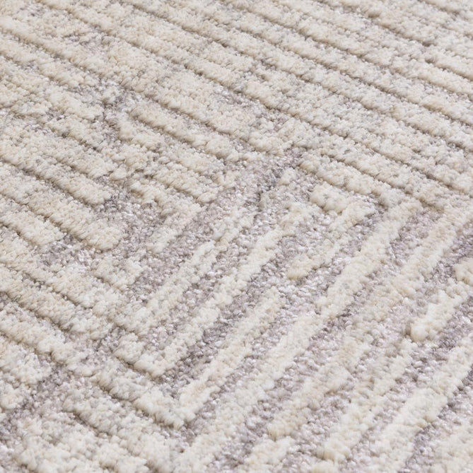 Laurent LA05 Modern Plain Distressed Subtle Geometric Maze Space-Dyed Tonal Textured Soft-Touch Durable Fine Yarn Polyester Low Profile Dense Short Pile Fringe Soft Grey/Cream Beige Rug-Asiatic Carpets-Rug Love - The Most Loved Rug Store