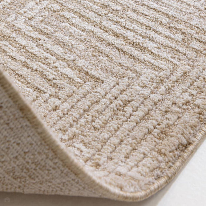 Laurent LA06 Modern Plain Distressed Subtle Geometric Maze Space-Dyed Tonal Textured Soft-Touch Durable Fine Yarn Polyester Low Profile Dense Short Pile Fringe Taupe Beige/Ivory Rug-Asiatic Carpets-Rug Love - The Most Loved Rug Store