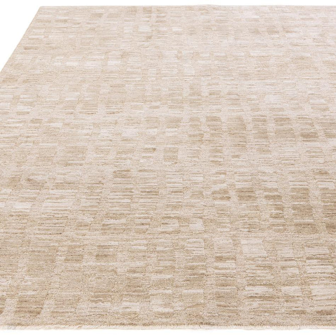 Laurent LA07 Modern Plain Distressed Abstract Subtle Rectangular Grid Space-Dyed Tonal Textured Soft-Touch Durable Fine Yarn Polyester Low Profile Dense Short Pile Fringe Taupe Beige/Cream/Sand Rug-Asiatic Carpets-Rug Love - The Most Loved Rug Store