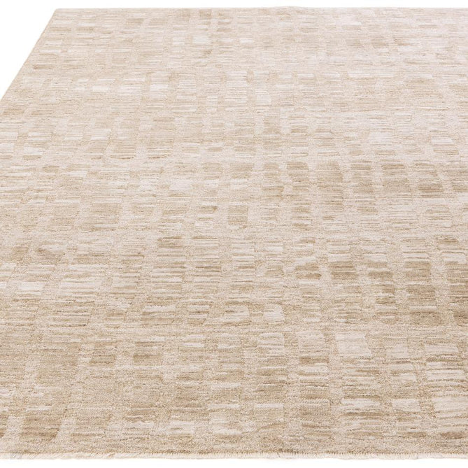 Laurent LA07 Modern Plain Distressed Abstract Subtle Rectangular Grid Space-Dyed Tonal Textured Soft-Touch Durable Fine Yarn Polyester Low Profile Dense Short Pile Fringe Taupe Beige/Cream/Sand Rug-Asiatic Carpets-Rug Love - The Most Loved Rug Store