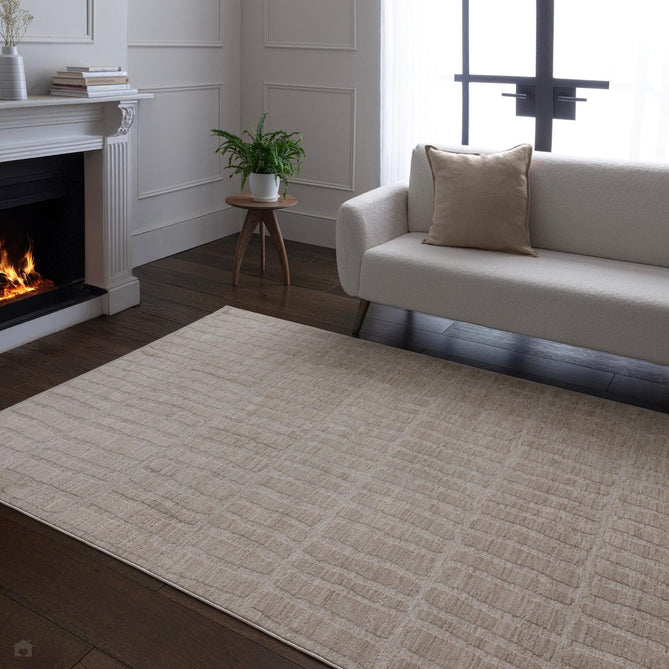 Laurent LA08 Modern Abstract Space-Dyed Tonal Textured Soft-Touch Durable Fine Yarn Polyester Low Profile Dense Short Pile Warm Beige/Cream Rug-Asiatic Carpets-Rug Love - The Most Loved Rug Store
