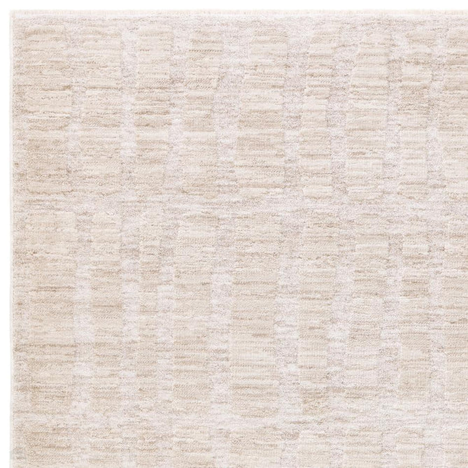 Laurent LA08 Modern Plain Distressed Abstract Subtle Rectangular Grid Space-Dyed Tonal Textured Soft-Touch Durable Fine Yarn Polyester Low Profile Dense Short Pile Fringe Warm Beige/Cream Rug-Asiatic Carpets-Rug Love - The Most Loved Rug Store