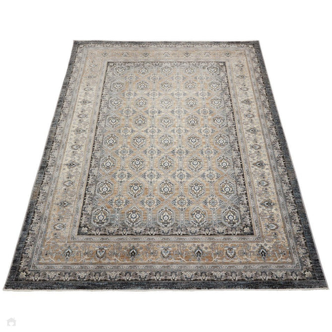 Legacy LEG02 Traditional Persian Medallion Border Soft-Touch Short Pile Polyester Flatweave Slate/Beige Rug-Concept Looms-Rug Love - The Most Loved Rug Store
