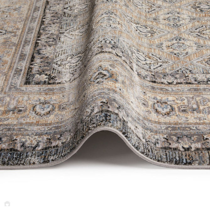Legacy LEG02 Traditional Persian Medallion Border Soft-Touch Short Pile Polyester Flatweave Slate/Beige Rug-Concept Looms-Rug Love - The Most Loved Rug Store