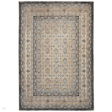 Legacy LEG02 Traditional Persian Medallion Border Soft-Touch Short Pile Polyester Flatweave Slate/Beige Rug