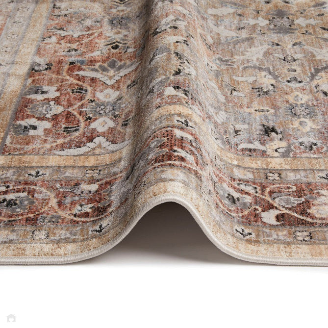Legacy LEG03 Traditional Persian Medallion Border Soft-Touch Short Pile Polyester Flatweave Beige/Rust Rug-Concept Looms-Rug Love - The Most Loved Rug Store