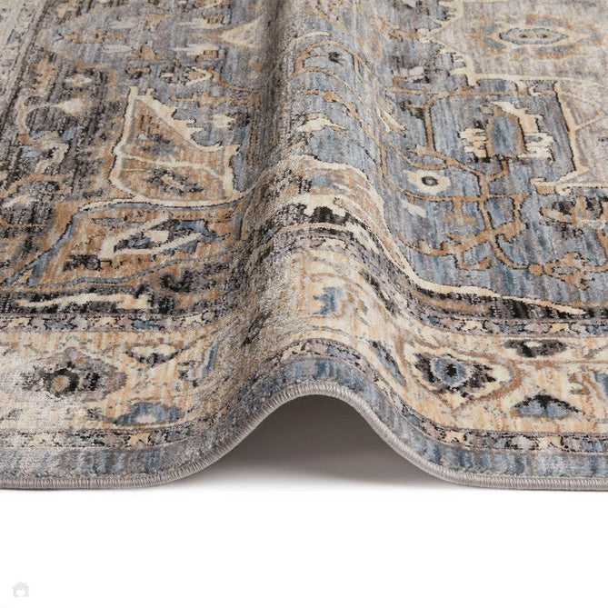 Legacy LEG04 Traditional Persian Medallion Border Soft-Touch Short Pile Polyester Flatweave Blue/Beige Rug-Concept Looms-Rug Love - The Most Loved Rug Store