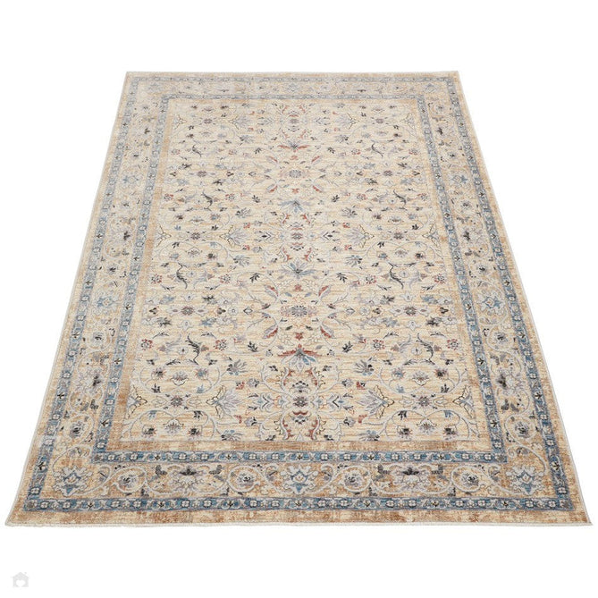 Legacy LEG06 Traditional Persian Medallion Border Soft-Touch Short Pile Polyester Flatweave Cream Rug-Concept Looms-Rug Love - The Most Loved Rug Store