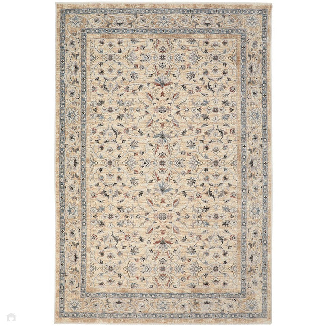 Legacy LEG06 Traditional Persian Medallion Border Soft-Touch Short Pile Polyester Flatweave Cream Rug-Concept Looms-Rug Love - The Most Loved Rug Store