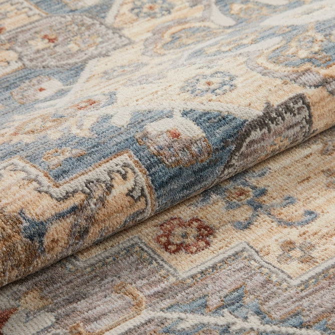Legacy LEG07 Traditional Persian Medallion Border Soft-Touch Short Pile Polyester Flatweave Blue/Cream Rug-Concept Looms-Rug Love - The Most Loved Rug Store