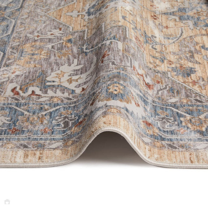 Legacy LEG07 Traditional Persian Medallion Border Soft-Touch Short Pile Polyester Flatweave Blue/Cream Rug-Concept Looms-Rug Love - The Most Loved Rug Store