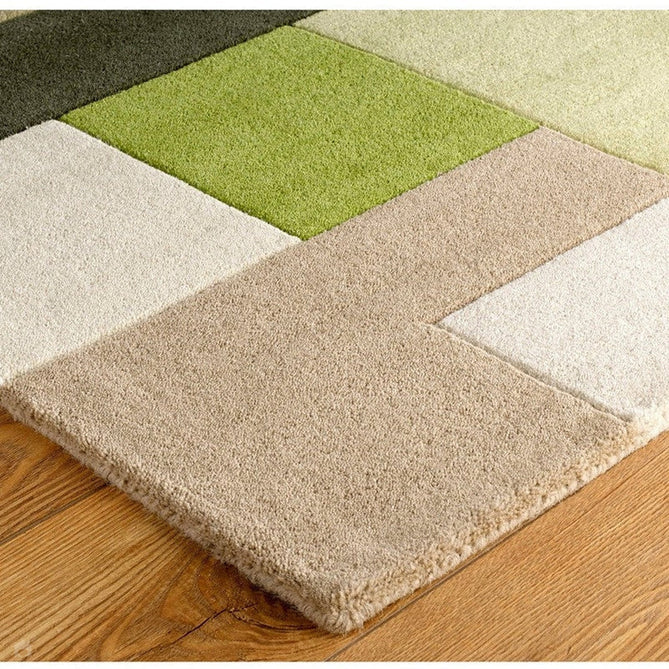 Lexus Modern Geometric Blocks Hand-Woven Carved Wool Green/Beige/Black/White Rug-Oriental Weavers-Rug Love - The Most Loved Rug Store