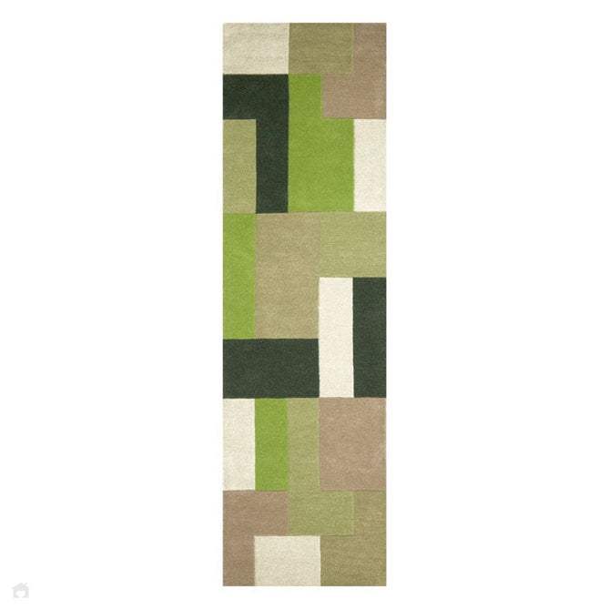 Lexus Modern Geometric Blocks Hand-Woven Carved Wool Green/Beige/Black/White Rug-Oriental Weavers-Rug Love - The Most Loved Rug Store