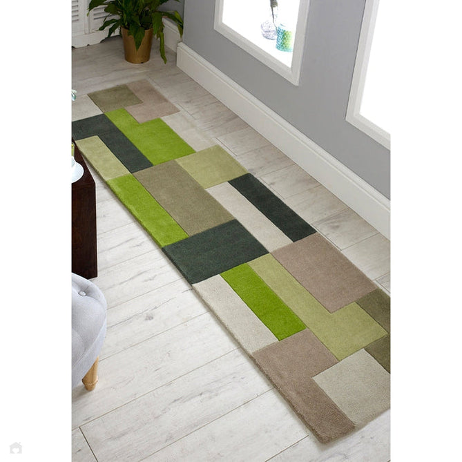 Lexus Modern Geometric Blocks Hand-Woven Carved Wool Green/Beige/Black/White Rug-Oriental Weavers-Rug Love - The Most Loved Rug Store