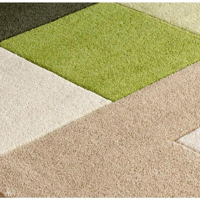 Lexus Modern Geometric Blocks Hand-Woven Carved Wool Green/Beige/Black/White Runner-Oriental Weavers-Rug Love - The Most Loved Rug Store