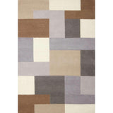 Lexus Modern Geometric Blocks Hand-Woven Carved Wool Neutral/Beige/Grey/Brown Rug