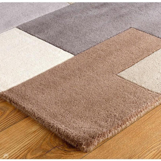 Lexus Modern Geometric Blocks Hand-Woven Carved Wool Neutral/Beige/Grey/Brown Runner-Oriental Weavers-Rug Love - The Most Loved Rug Store