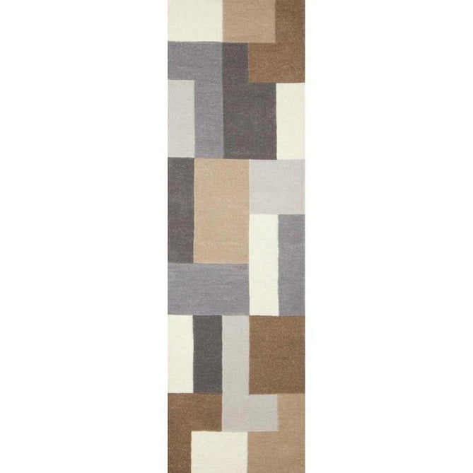 Lexus Modern Geometric Blocks Hand-Woven Carved Wool Neutral/Beige/Grey/Brown Runner-Oriental Weavers-Rug Love - The Most Loved Rug Store