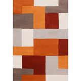 Lexus Modern Geometric Blocks Hand-Woven Carved Wool Orange Terracotta/Tan/Rust/Red/Brown Rug