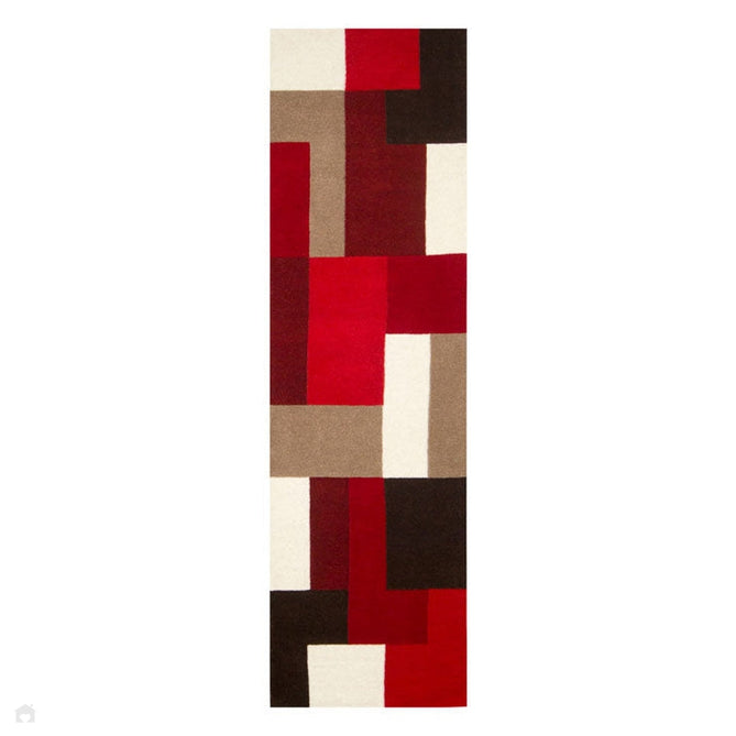 Lexus Modern Geometric Blocks Hand-Woven Carved Wool Red/Taupe/Black/White Rug-Oriental Weavers-Rug Love - The Most Loved Rug Store