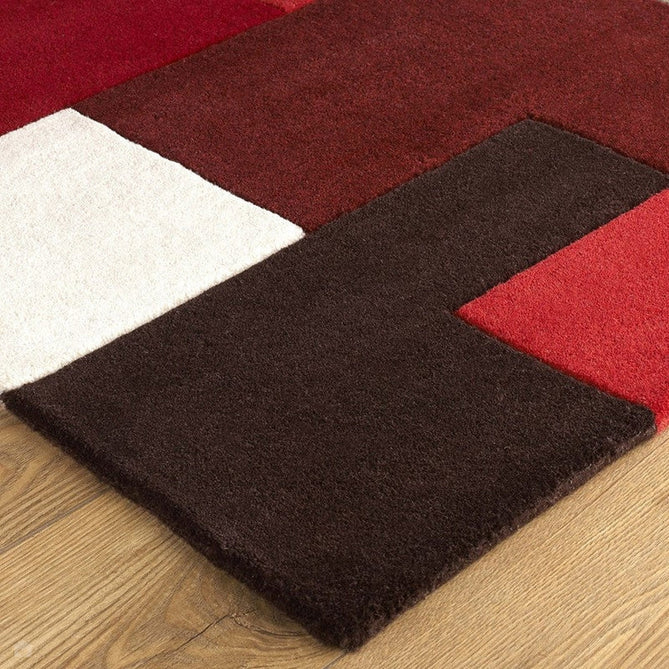 Lexus Modern Geometric Blocks Hand-Woven Carved Wool Red/Taupe/Black/White Rug-Oriental Weavers-Rug Love - The Most Loved Rug Store