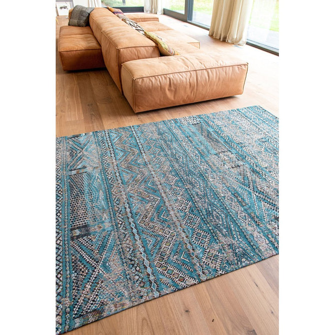 Louis De Poortere Antiquarian Kilim 9110 Zemmuri Blue Washable Polyester Flatweave Eco-Rug-Louis De Poortere-Rug Love - The Most Loved Rug Store