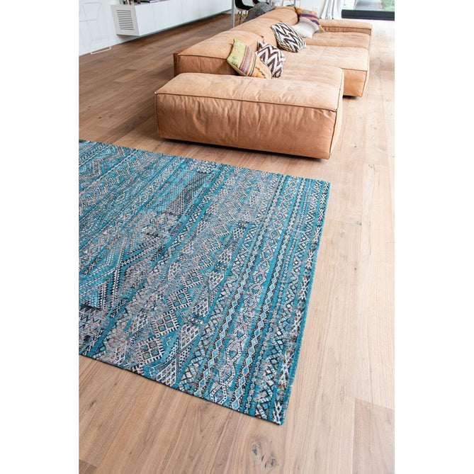 Louis De Poortere Antiquarian Kilim 9110 Zemmuri Blue Washable Polyester Flatweave Eco-Rug-Louis De Poortere-Rug Love - The Most Loved Rug Store