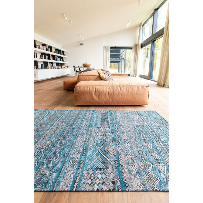 Louis De Poortere Antiquarian Kilim 9110 Zemmuri Blue Washable Polyester Flatweave Eco-Rug-Louis De Poortere-Rug Love - The Most Loved Rug Store