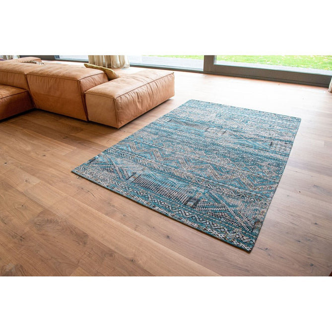 Louis De Poortere Antiquarian Kilim 9110 Zemmuri Blue Washable Polyester Flatweave Eco-Rug-Louis De Poortere-Rug Love - The Most Loved Rug Store