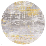 Louis De Poortere Atlantic Streaks 8715 Sea Bright Sunny Washable Polyester Flatweave Sunlit Yellow/Soft Grey/Ivory/Golden Ochre/Pale Silver/Warm Taupe Round Eco-Rug 240 x 240 cm