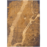 Louis De Poortere Cities New York 9315 Gatsby Gold Washable Polyester Flatweave Eco-Rug