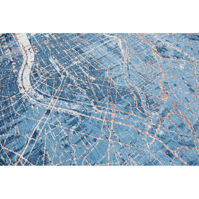 Louis De Poortere Cities Tokyo 9314 Conductive Blue Washable Polyester Flatweave Eco-Rug-Louis De Poortere-Rug Love - The Most Loved Rug Store