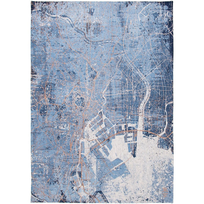 Louis De Poortere Cities Tokyo 9314 Conductive Blue Washable Polyester Flatweave Eco-Rug-Louis De Poortere-Rug Love - The Most Loved Rug Store