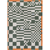 Louis De Poortere Craft Chess 9339 Deep Green Washable Polyester Flatweave Eco-Rug