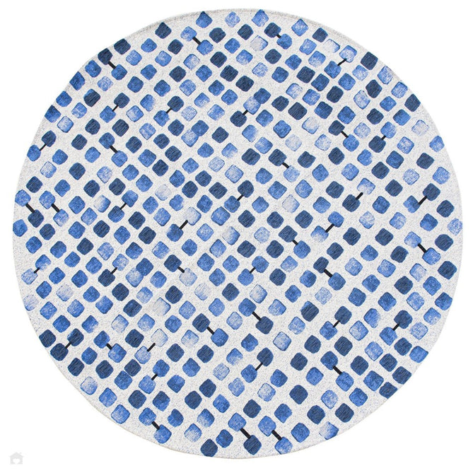 Louis De Poortere Craft Cobblestone 9348 Amparo Blues Washable Polyester Flatweave Round Eco-Rug-Louis De Poortere-Rug Love - The Most Loved Rug Store