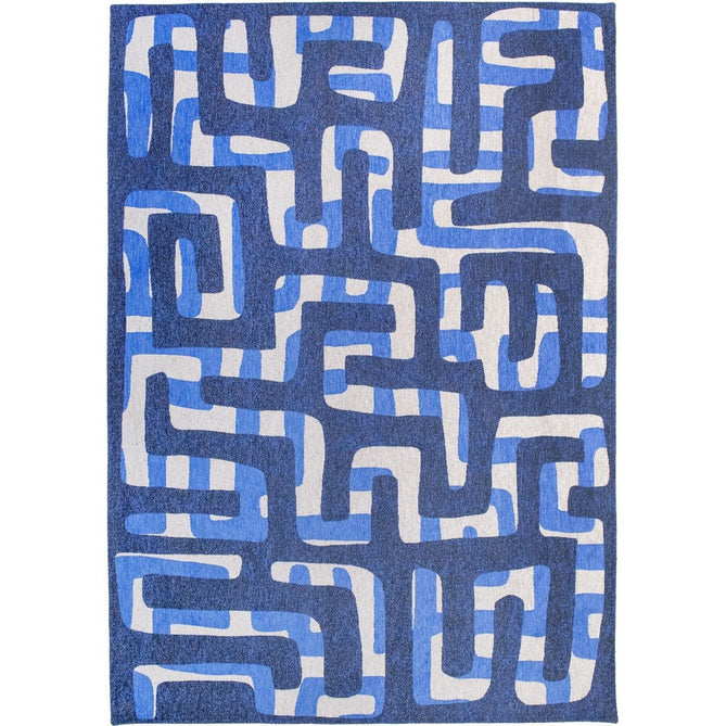 Louis De Poortere Craft Kuba 9336 Ultramarine Washable Polyester Flatweave Eco-Runner-Louis De Poortere-Rug Love - The Most Loved Rug Store