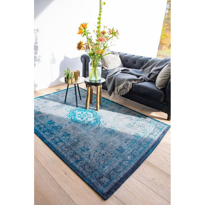 Louis De Poortere Fading World Medallion 8255 Grey Turquoise Washable Polyester Flatweave Eco-Rug-Louis De Poortere-Rug Love - The Most Loved Rug Store
