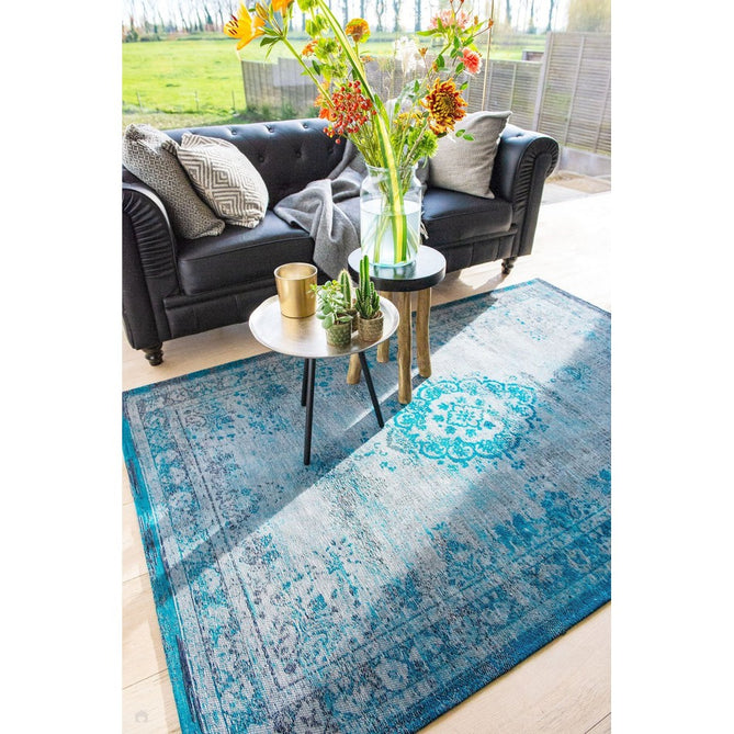 Louis De Poortere Fading World Medallion 8255 Grey Turquoise Washable Polyester Flatweave Eco-Rug-Louis De Poortere-Rug Love - The Most Loved Rug Store