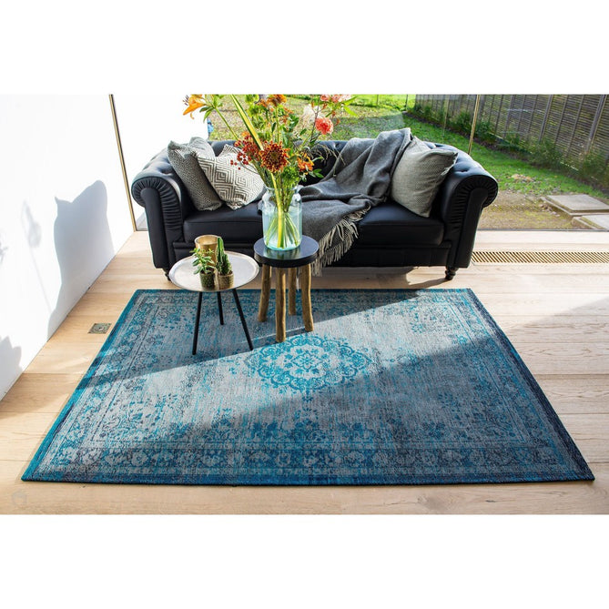 Louis De Poortere Fading World Medallion 8255 Grey Turquoise Washable Polyester Flatweave Eco-Rug-Louis De Poortere-Rug Love - The Most Loved Rug Store