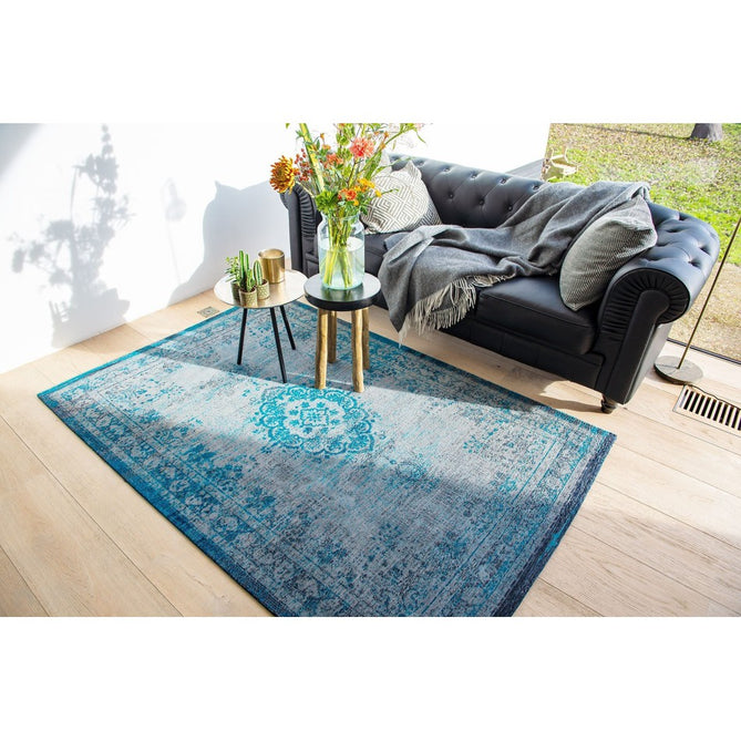 Louis De Poortere Fading World Medallion 8255 Grey Turquoise Washable Polyester Flatweave Eco-Rug-Louis De Poortere-Rug Love - The Most Loved Rug Store