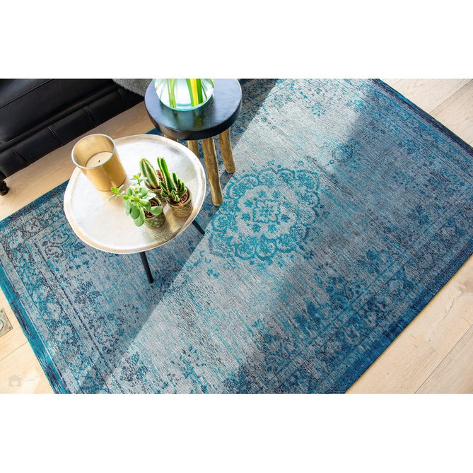 Louis De Poortere Fading World Medallion 8255 Grey Turquoise Washable Polyester Flatweave Eco-Rug-Louis De Poortere-Rug Love - The Most Loved Rug Store