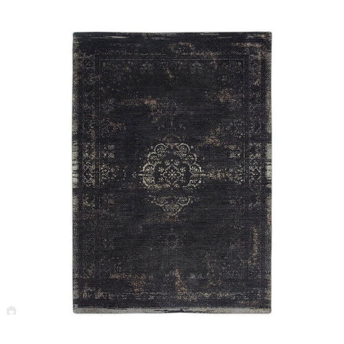 Louis De Poortere Fading World Medallion 8263 Mineral Black Washable Polyester Flatweave Eco-Rug-Louis De Poortere-Rug Love - The Most Loved Rug Store
